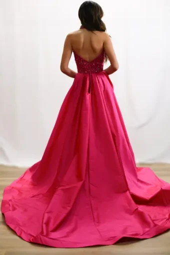 Sherri Hill Fitted gown with overskirt #1 Bright Fuchsia thumbnail