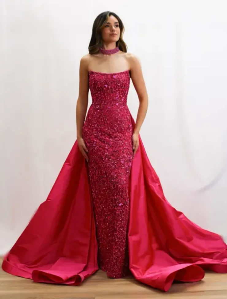 Sherri Hill Fitted gown with overskirt Default Thumbnail Image